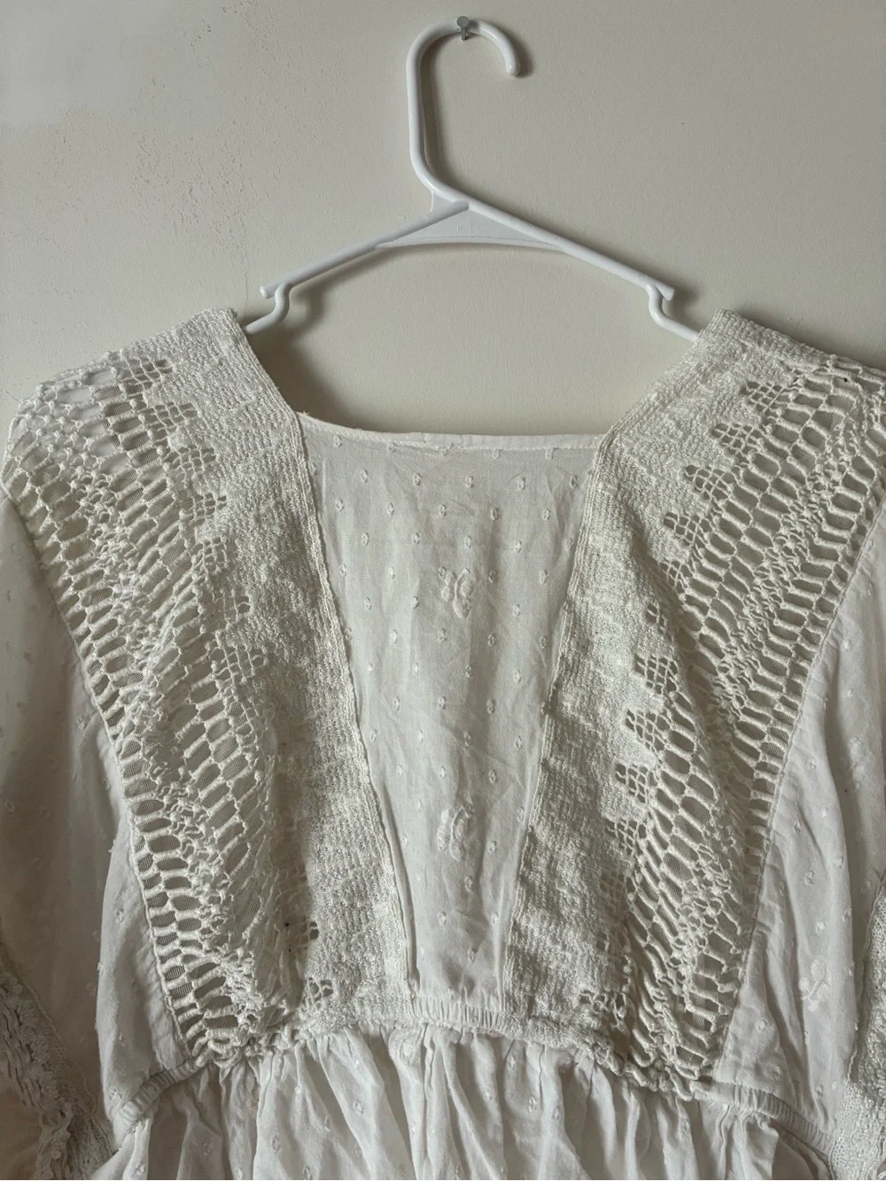 Free People Puff Sleeve Embroidered Top